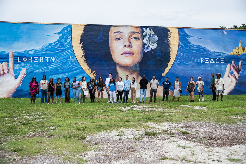 The Miami 2023-24 cohort at Liberty and Peace Mural, September 2023